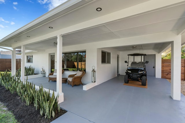 view of patio featuring an outdoor living space