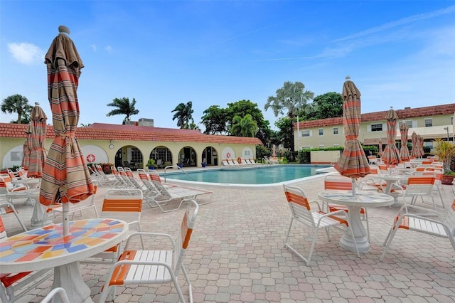 view of pool featuring a patio area