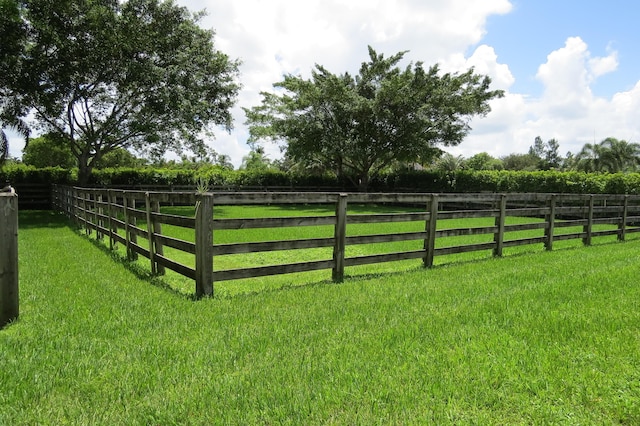 view of yard with a rural view