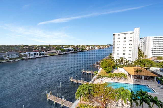 exterior space featuring a water view