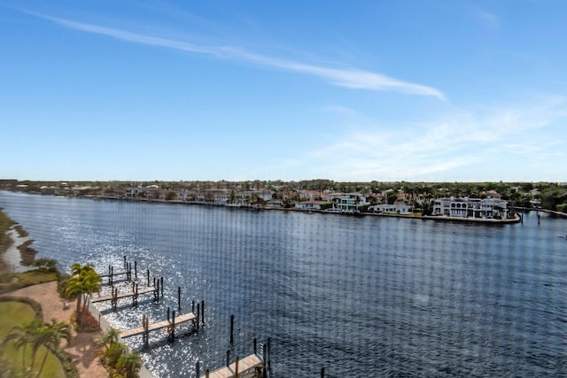 water view with a boat dock