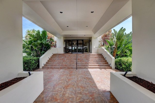 view of patio with stairs