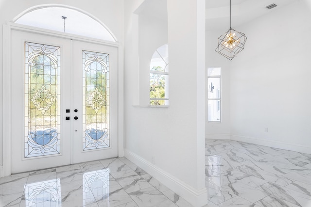 foyer with french doors