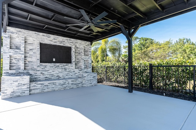 view of patio / terrace featuring ceiling fan