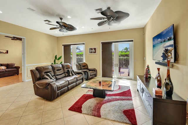 view of tiled living room