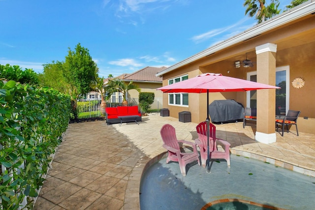 view of patio with area for grilling