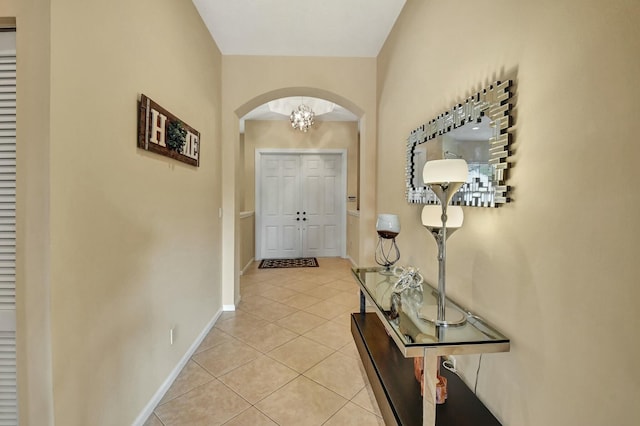 foyer with light tile patterned floors