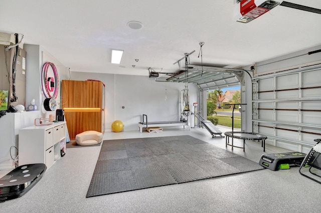 garage with a garage door opener