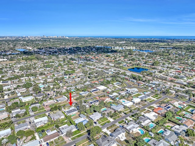 bird's eye view featuring a water view