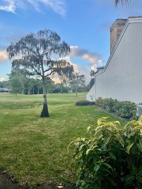 view of yard at dusk