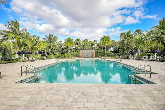 view of pool featuring a patio area