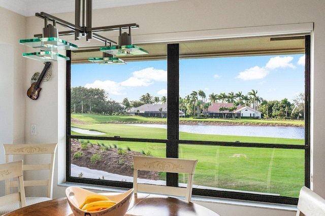 entryway featuring a water view