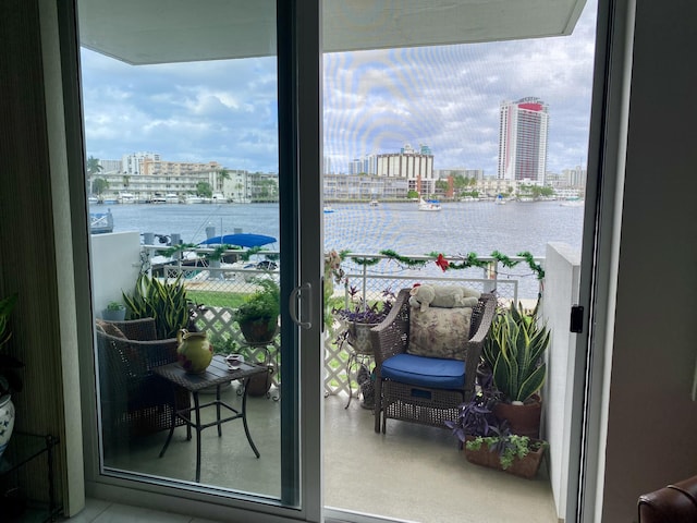 balcony with a water view