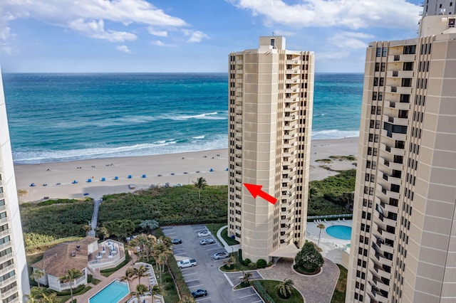 property view of water with a view of the beach