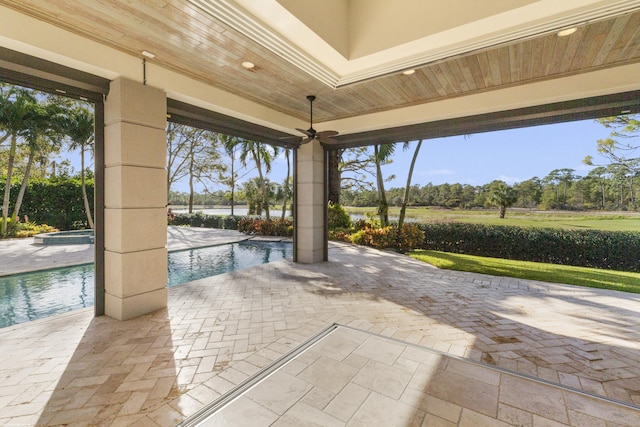 view of patio / terrace featuring ceiling fan