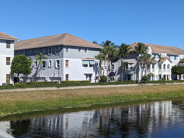 exterior space featuring a water view