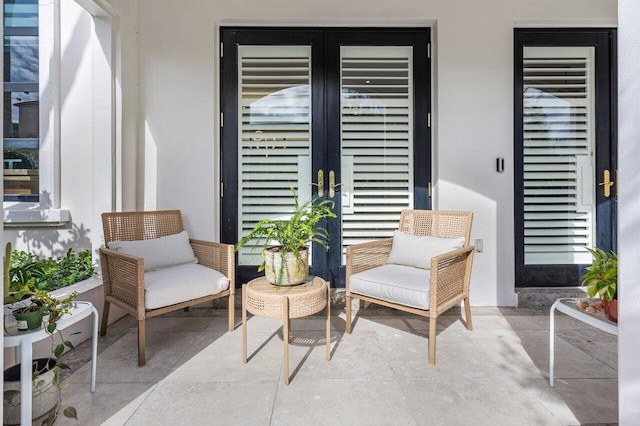 interior space featuring light tile patterned flooring