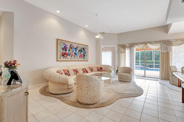 view of tiled living room