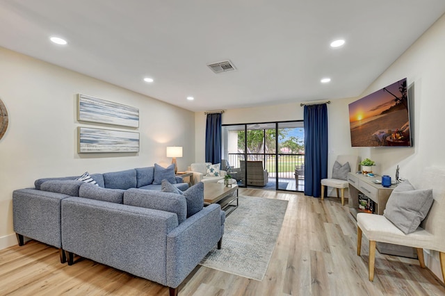 living room with light wood-type flooring