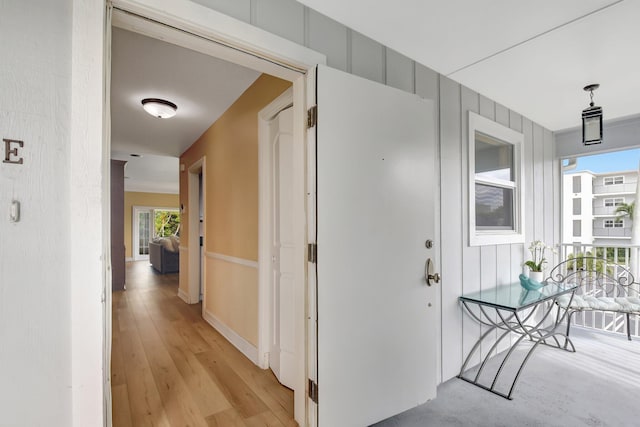 interior space with light hardwood / wood-style flooring