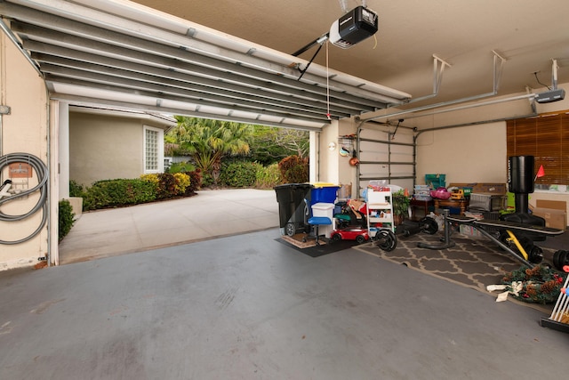 garage with a garage door opener