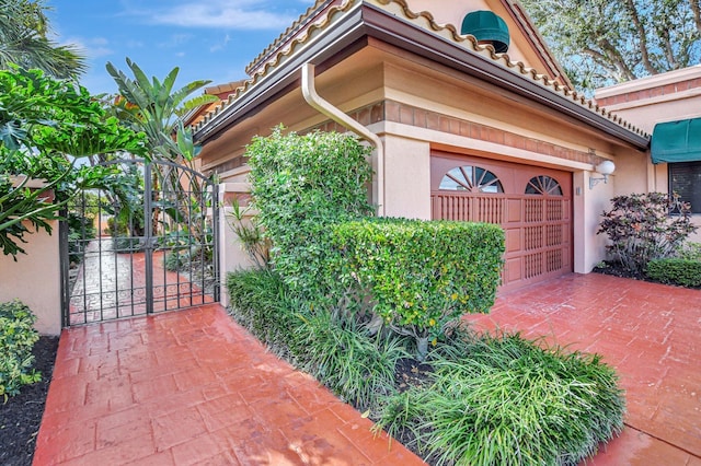 exterior space featuring a garage