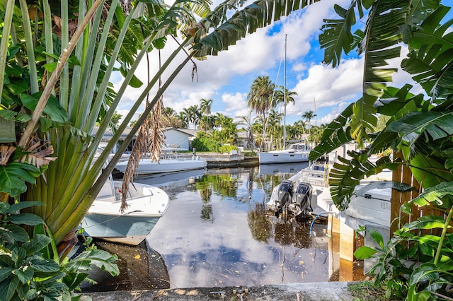 water view with a boat dock