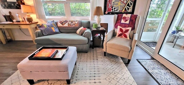 living area featuring hardwood / wood-style flooring