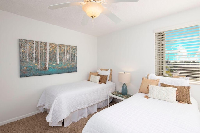 bedroom with carpet flooring and ceiling fan