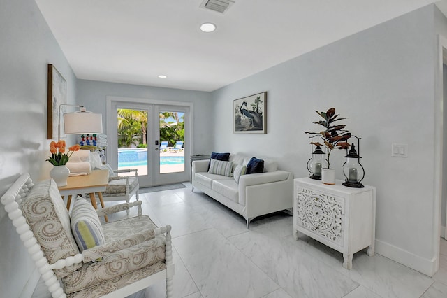 living room with french doors