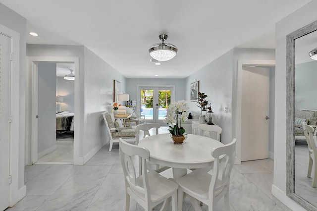 dining area with french doors