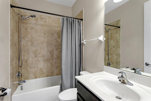 full bathroom featuring vanity, toilet, and shower / bath combo with shower curtain