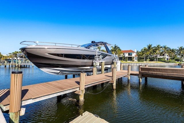 dock area featuring a water view