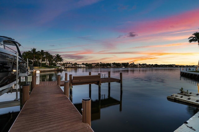 view of dock featuring a water view