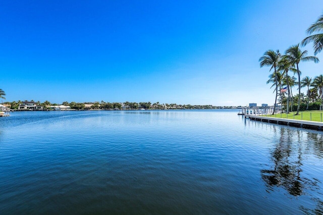 view of water feature featuring a dock