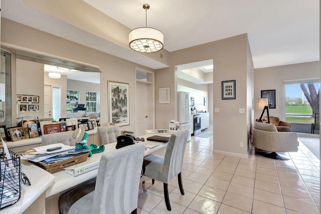 tiled dining area with plenty of natural light