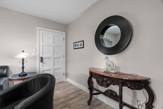 office area featuring light hardwood / wood-style floors