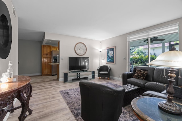 living room with light wood-type flooring