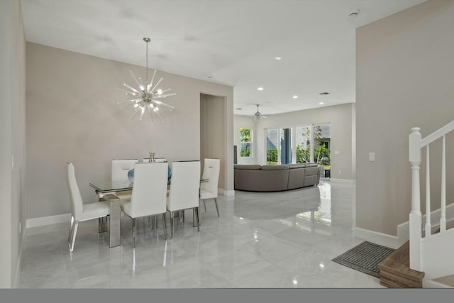 dining space with a chandelier