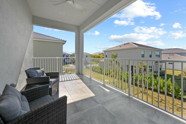 balcony with ceiling fan