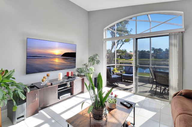 view of tiled living room