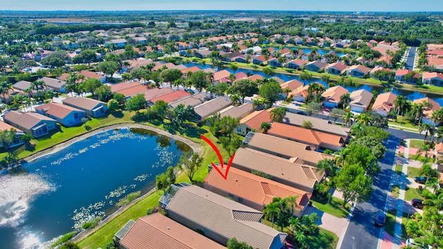 bird's eye view featuring a water view