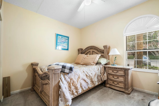 bedroom with carpet floors and ceiling fan