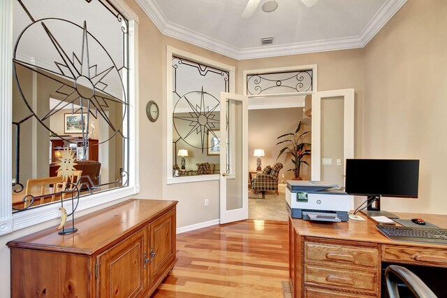 tiled dining area with ornamental molding