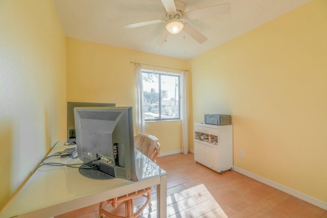 office featuring ceiling fan and light hardwood / wood-style floors