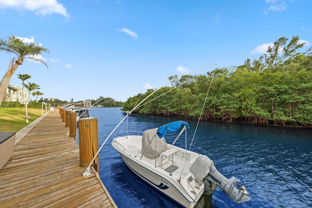 dock area featuring a water view