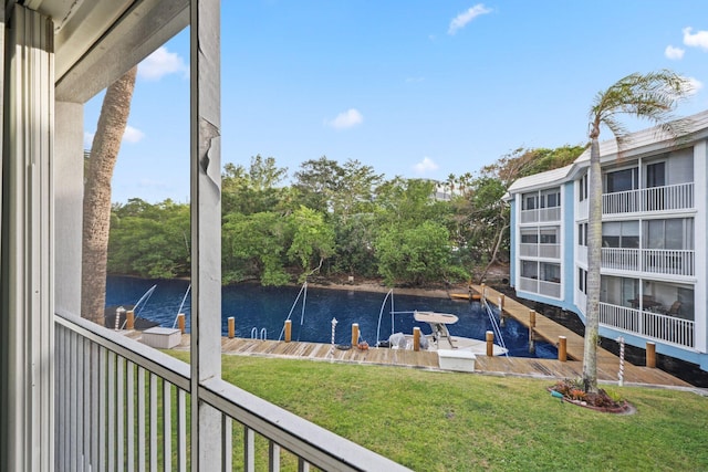 water view with a boat dock