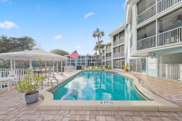 view of pool featuring a patio area