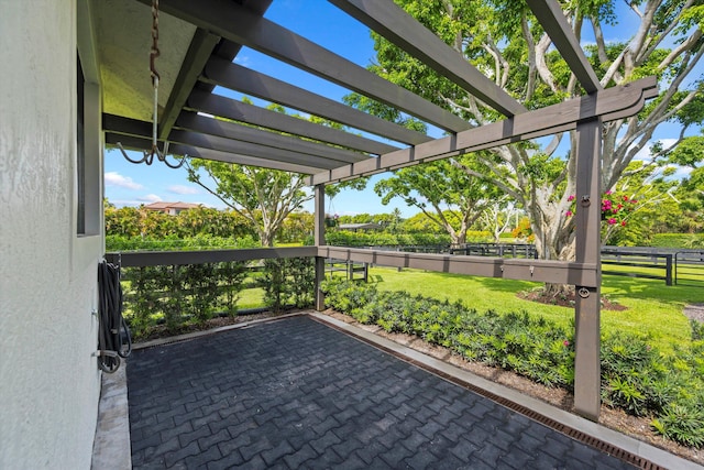 view of patio / terrace featuring a pergola