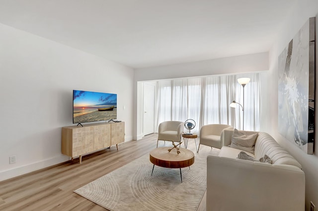 living room featuring light hardwood / wood-style floors